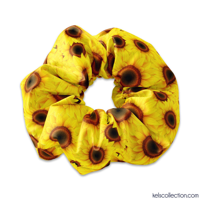 Sunflower Scrunchie Hair Tie, Yellow Sun flowers Scrunchy, Summertime Hair Tie, Outdoors Scrunchies, Wild Flower Hair Ties
