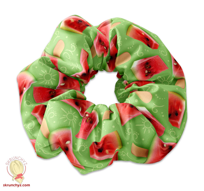 Summertime Watermelon on a Stick Scrunchie Hair Tie, Cute Fruit Scrunchys Hair Accessory, Cute Scrunchies, Great Birthday Party Favors