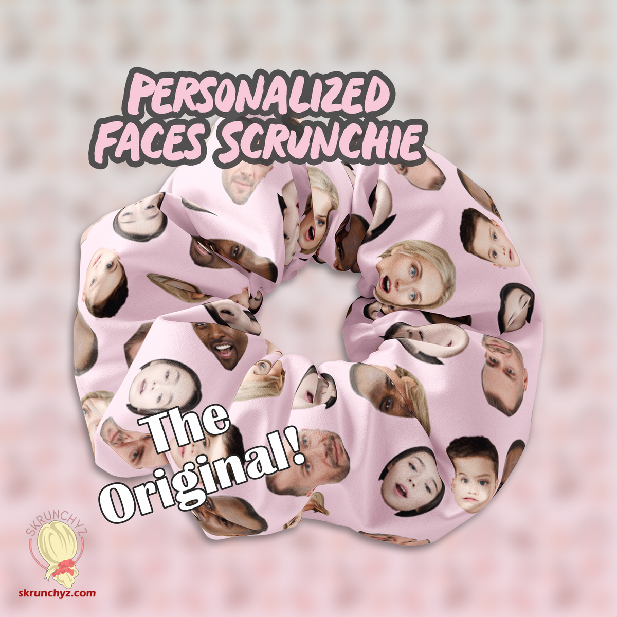 Custom Personalized Faces with optional Text Scrunchie Hair Tie, Funny Faces Scrunchy Hair Accessory, Hilarious gift idea for all ages