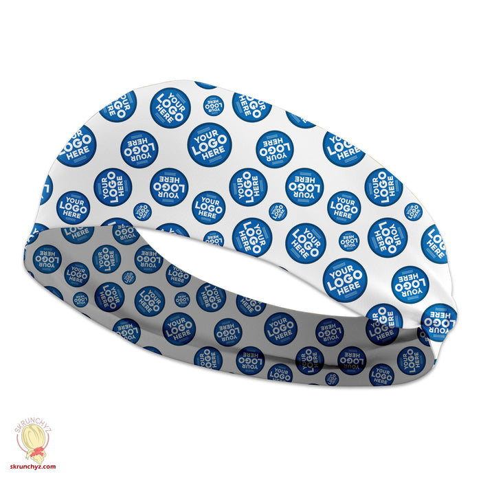 Custom Company Branded Stretchy Headband, Your Logo, Company Name and Colors all customizable, Business Logo on Stretch Head Band