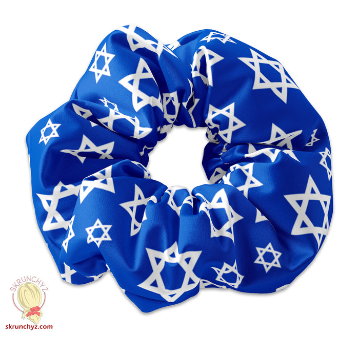 Star of David Israel Flag Scrunchie Hair Tie, Yom Ha'atzmaut Hair Accessory, Israel Independence Day, Israeli Independence