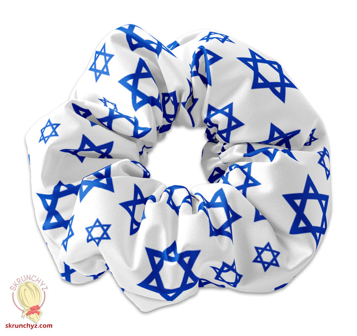 Star of David Israel Flag Scrunchie Hair Tie, Yom Ha'atzmaut Hair Accessory, Israel Independence Day, Israeli Independence