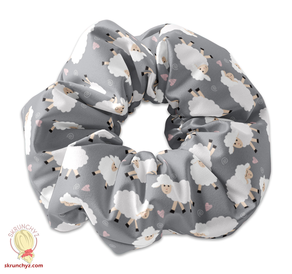 Cute Lamb Pattern Scrunchy, Farm Animal Scrunchies, Sheep Print Scrunchy Hair ties