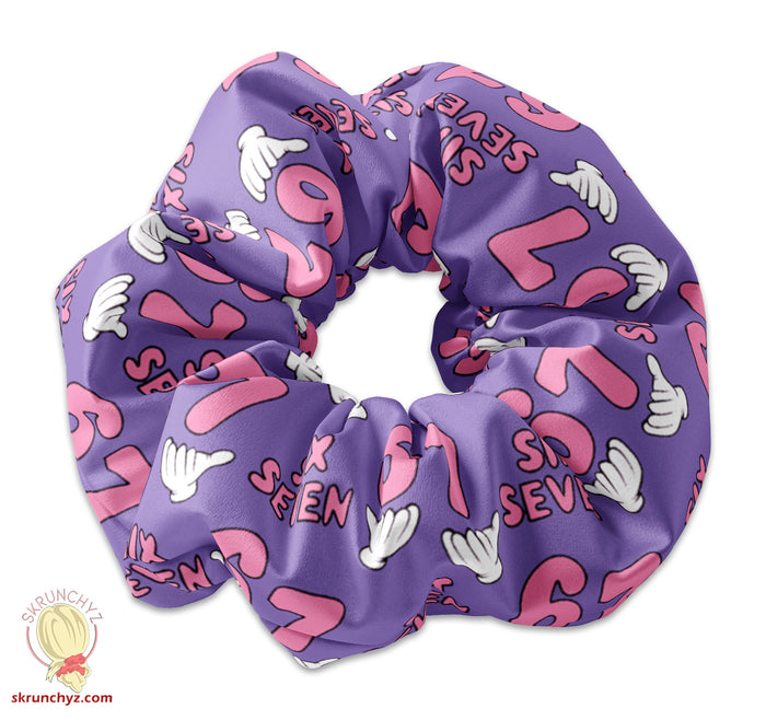 6 7 Pattern Scrunchie Collection, Six Seven Scrunchys, 6/7 Retro Scrunchies Colorful Meme Design Hair Scrunchies, 80s Scrunchy Skrunchyz.com