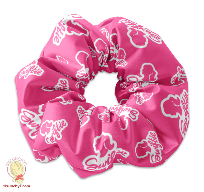 Swiftie Inspired Scrunchie Hair Tie, Pink or White Swifty Fan Scrunchy Accessory, Cute Scrunchies, Swift Party Favors