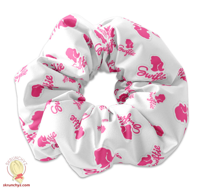Swiftie Inspired Scrunchie Hair Tie, Pink or White Swifty Fan Scrunchy Accessory, Cute Scrunchies, Swift Party Favors