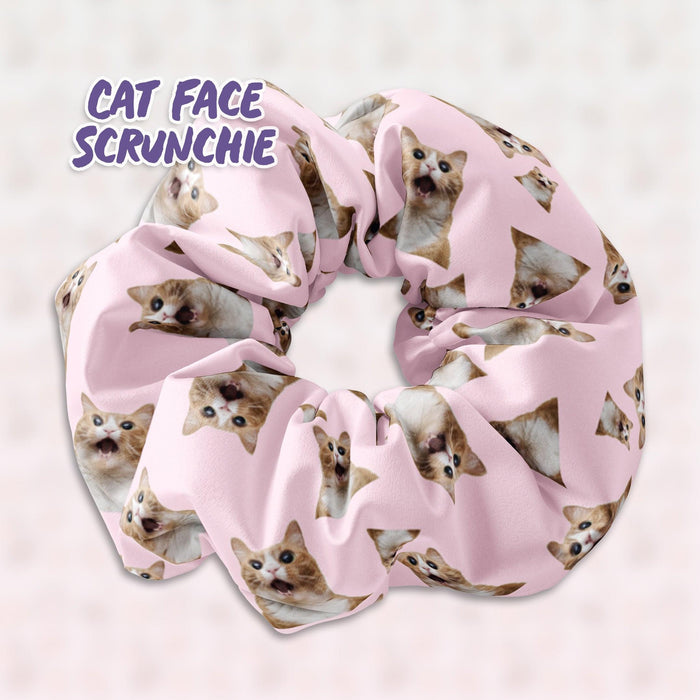 Personalized Cat Faces Scrunchie Hair Tie, Funny Cat Faces Scrunchy Hair Accessory, Hilarious gift idea for all ages