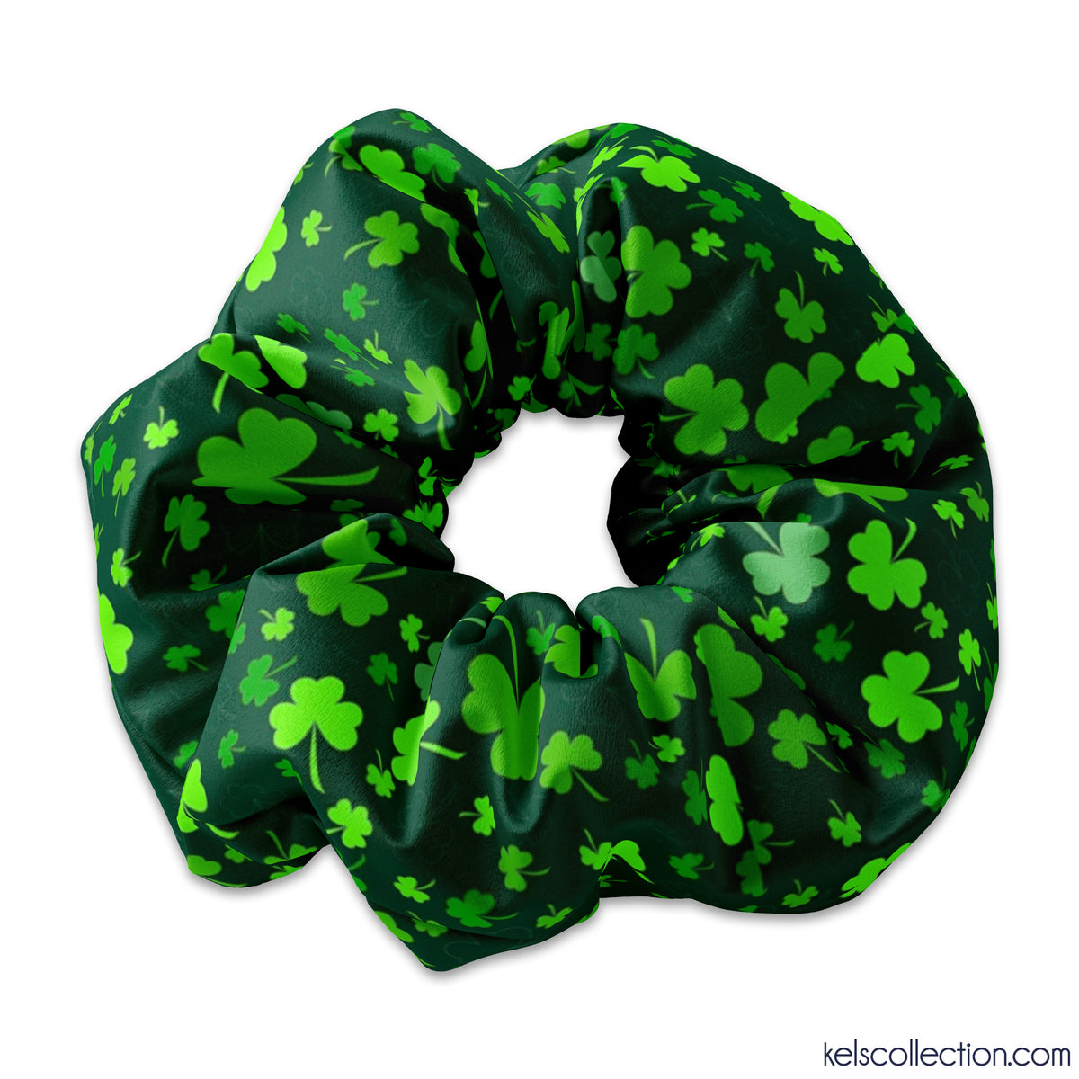 Saint Patricks Day Clovers Deep Green Scrunchie Hair Tie, St Patricks Day Scrunchie Hair Tie, St. Patricks Day Green Scrunchy, St Pattys Day