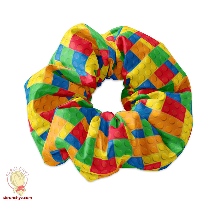 Colorful Building Blocks Scrunchie Hair Tie