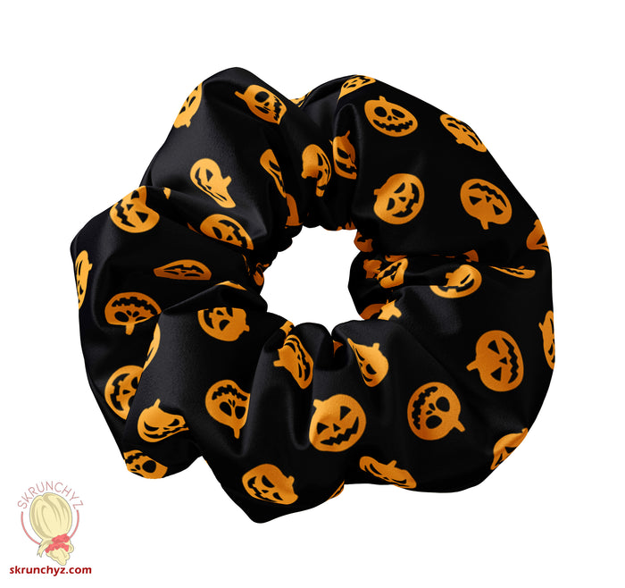 Jack o Lantern Halloween Theme Scrunchie, Halloween Pumpkin Scrunchy, Pumpkin Face Scrunchys