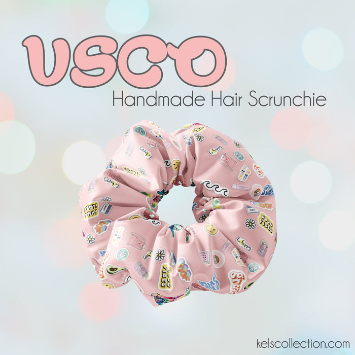 VSCO Fan favorites Handmade Hair Scrunchie with Pink Pastel Fabric, Great accessory for vsco girls, Hair Scrunchy, Birthday Party Favors