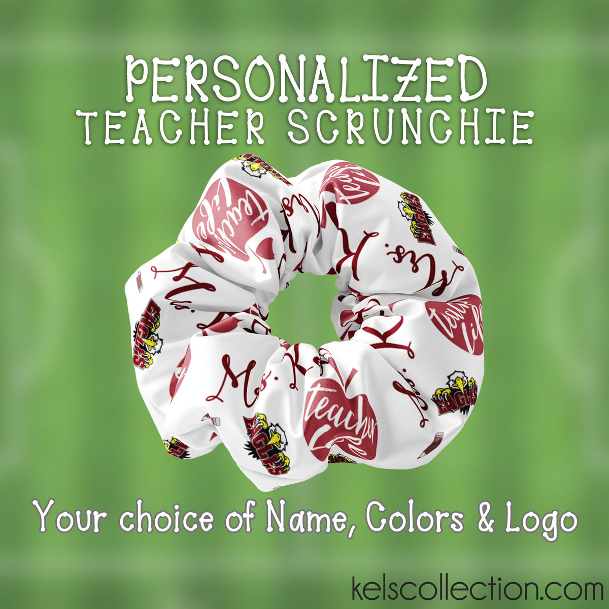 Personalized Teacher Scrunchie Hair Tie, Teacher Appreciation Scrunchy, Gift for Your Favorite Teacher