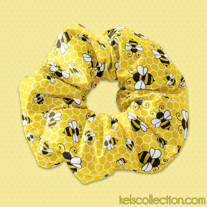 Bumble Bee Yellow Scrunchie Hair Tie, Honey Bee Scrunchy Hair Tie Accessory, Bee Scrunchies