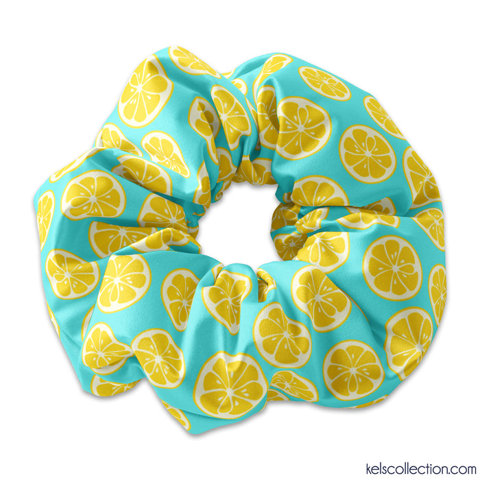 Lemon Slices Scrunchie Hair Tie, When life gives you lemons scrunchy, Lemonade, Summer Fruit Hair Tie, Fruit Scrunchies