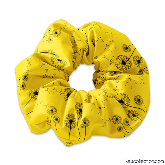Dandelion Scrunchie Hair Tie, Yellow Dandelion Scrunchy, Summertime Hair Tie, Outdoors Scrunchies