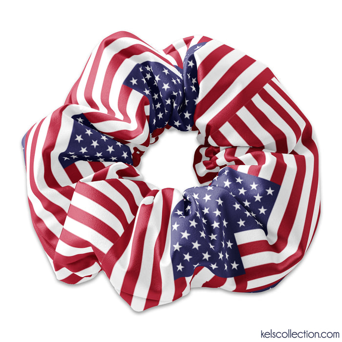 USA Flag Scrunchie Hair Tie, Fourth of July Scrunchy Hair Accessory, United States of America Flag, US Flag Red White and Blue Scrunchys