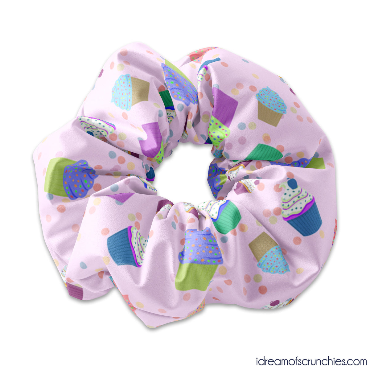 Cupcake Confetti Scrunchie Hair Tie, Birthday Cupcake Hair Bow Ribbon, Cup Cake Scrunchy Hair Accessory, Birthday Party Gift Favors