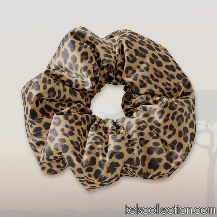 Leopard Print Scrunchie Hair Tie, Hair Scrunchy