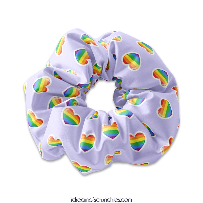 Rainbow Hearts Scrunchies, Rainbow Heart Scrunchy Hair Tie