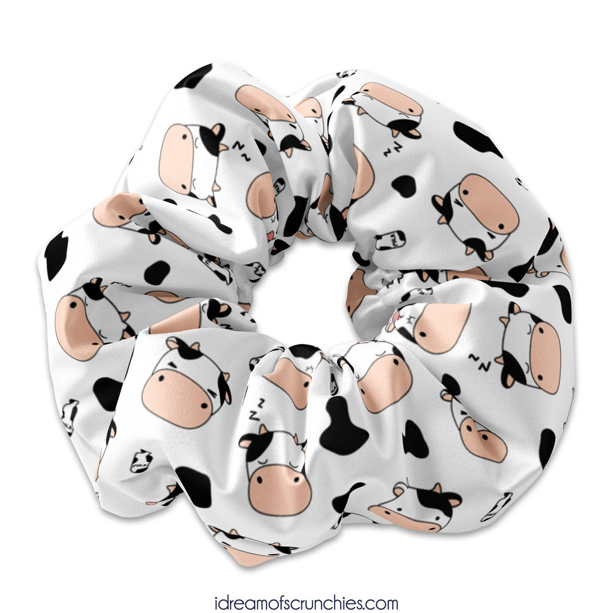 Sleeping Kawaii Cows Scrunchy, Cow Scrunchies, Cow print hair ties
