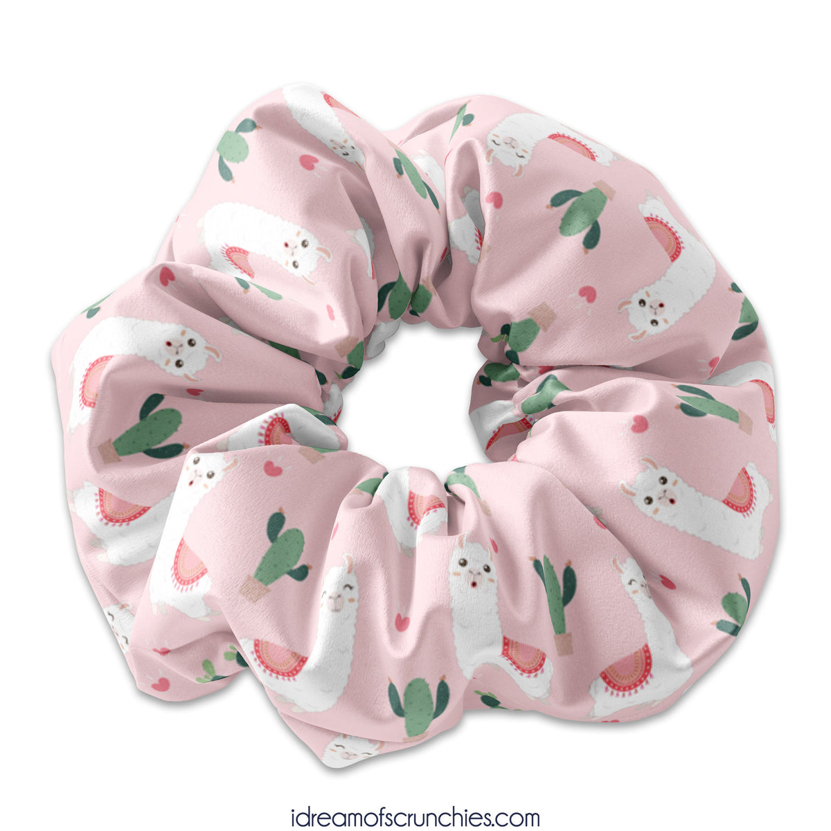 Cute Alpaca Pattern Scrunchy, Alpaca Llama Scrunchies, Alpaca Cactus Print Scrunchy Hair ties