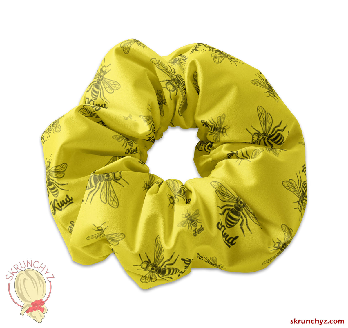 Bee Kind Yellow Scrunchie Hair Tie, Be Kind Scrunchy Hair Tie Accessory, Bee Scrunchies, Kindness Hair Accessory