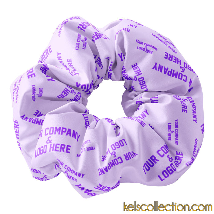 Custom Company Branded Scrunchie Hair Tie, Your Logo, Company Name and Colors all customizable