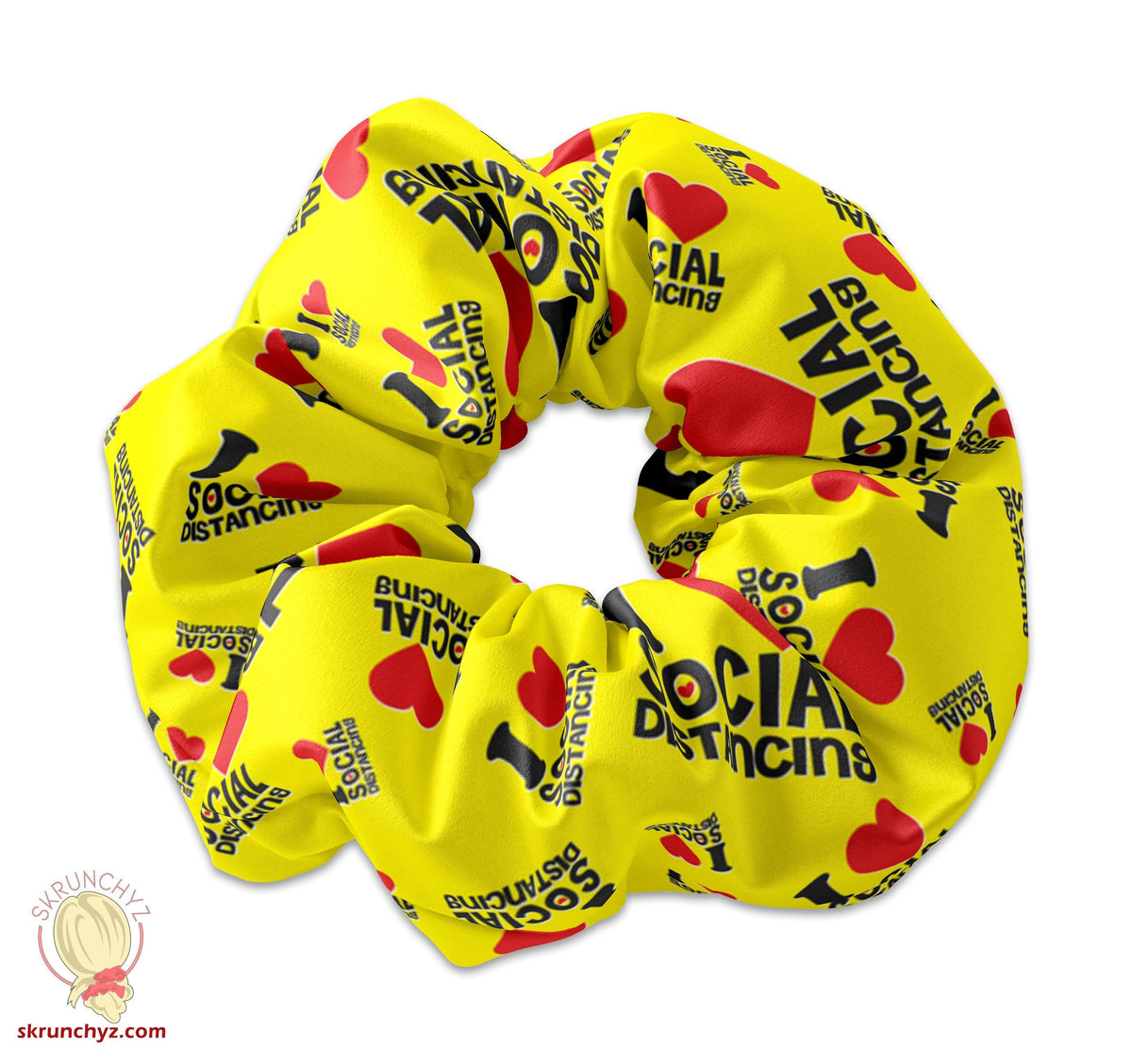 I Love Social Distancing Scrunchy Hair Tie, I Heart Social Distancing Scrunchies, Shelter in Place Hair Tie