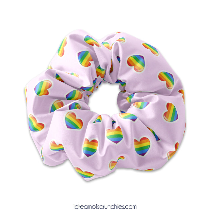 Rainbow Hearts Scrunchies, Rainbow Heart Scrunchy Hair Tie