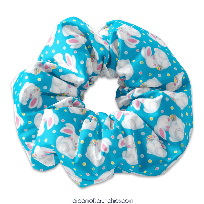 Blue Easter Bunny Polka Dot Scrunchie Hair Tie, Easter Colorful Candy Scrunchy Hair Tie Accessory, Easter Scrunchies, Easter Rabbit