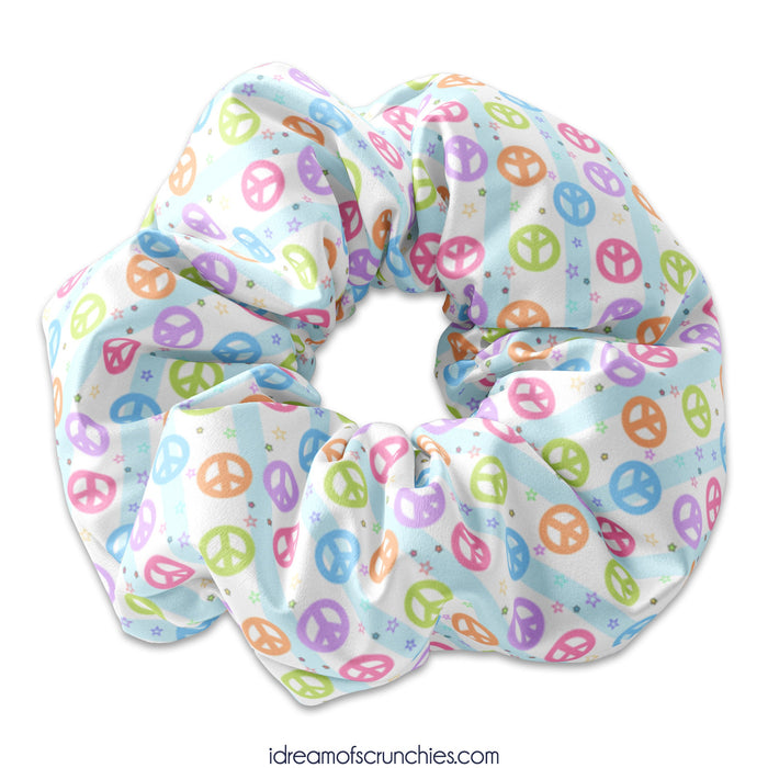 Peace Sign Scrunchie Hair Tie, Peace and Love Colorful Scrunchy, Peace Hair Accessory