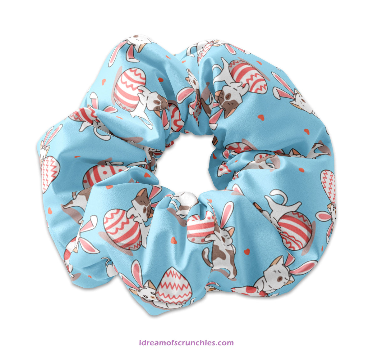 Cute Kitty Bunnies with Easter Eggs Scrunchy Hair Tie, Cat Bunny Easter Scrunchies, Kitties with Bunny Ears Scrunchys, Easter Basket Idea