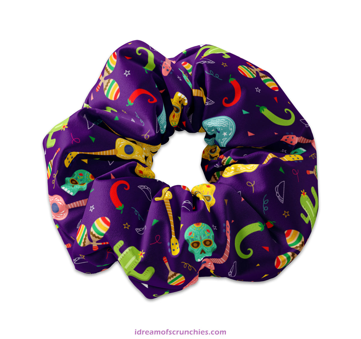 Cinco de Mayo Sugar Skull Themed Scrunchy Hair Ties, May 5th Scrunchies Hair Tie, Mexico Cinco De Mayo Scrunchys