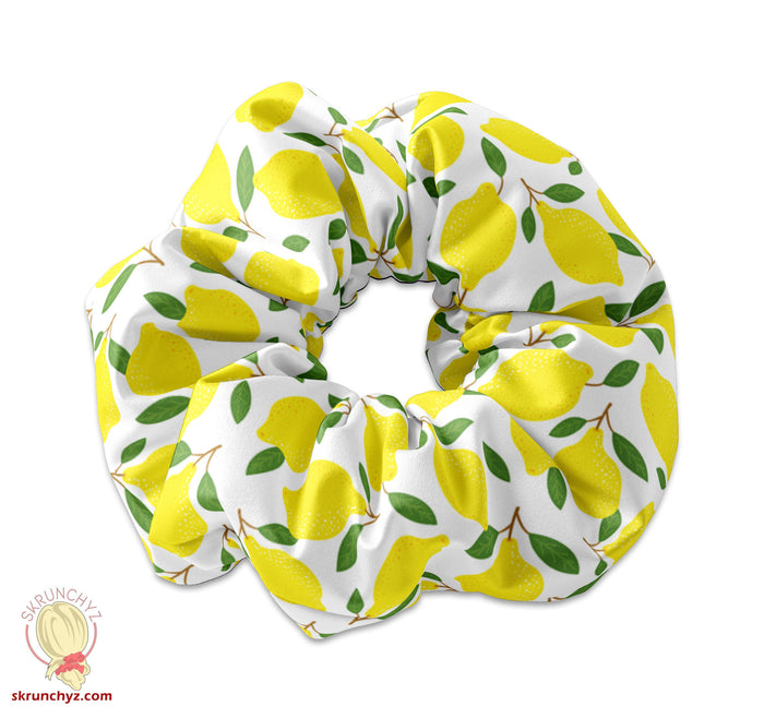 Lemon Drops Scrunchie Hair Tie, When life gives you lemons scrunchy, Spring Lemonade, Summer Fruit Hair Tie, Fruit Scrunchies
