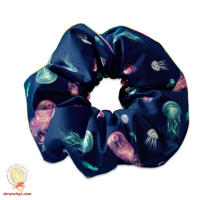 Deep Sea Glowing Jellyfish Scrunchie Hair Tie, Sea Life Scrunchys, Jelly fish scrunchies, Sealife Hair Accessories