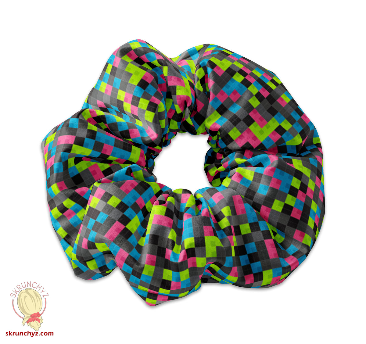Multi-Color Pixel Scrunchie Hair Ties, Pixels Scrunchie, Pixel Art Scrunchy Hair Accessory, Pixel Scrunchys,Gamer Scrunchie