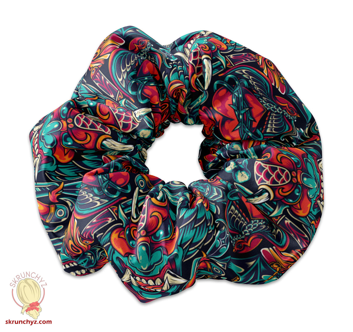 Vintage Tattoo Designs Scrunchie Hair Tie, Tattoo Parlor Scrunchy, Tattoo Scrunchies, Vintage Scrunchys