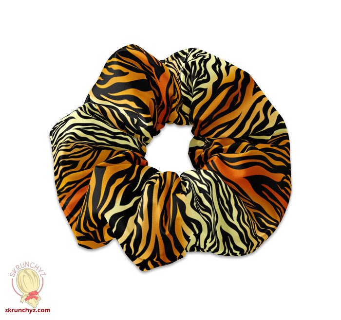 Tiger Stripe Pattern Scrunchie Hair Tie, Tiger Scrunchys, Tiger Skin Scrunchie Hair Accessory