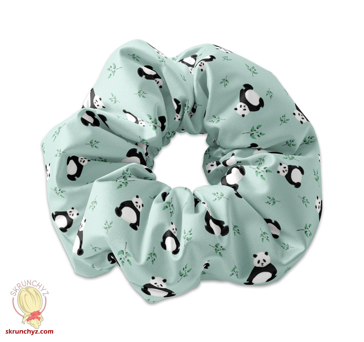 Cute Pandas and Bamboo Scrunchie Hair Tie, Panda Bear Scrunchy Hair Accessory, Cute Scrunchies, Panda Birthday Party Favors