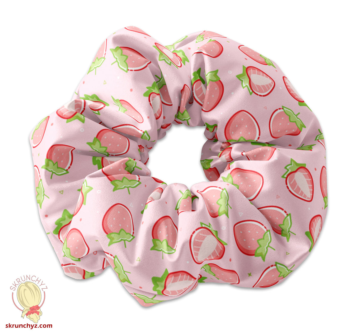 Hand Drawn Strawberry Scrunchie Hair Tie, Cute Pineapple Fruit Scrunchys Hair Accessory, Cute Scrunchies, Great Birthday Party Favors