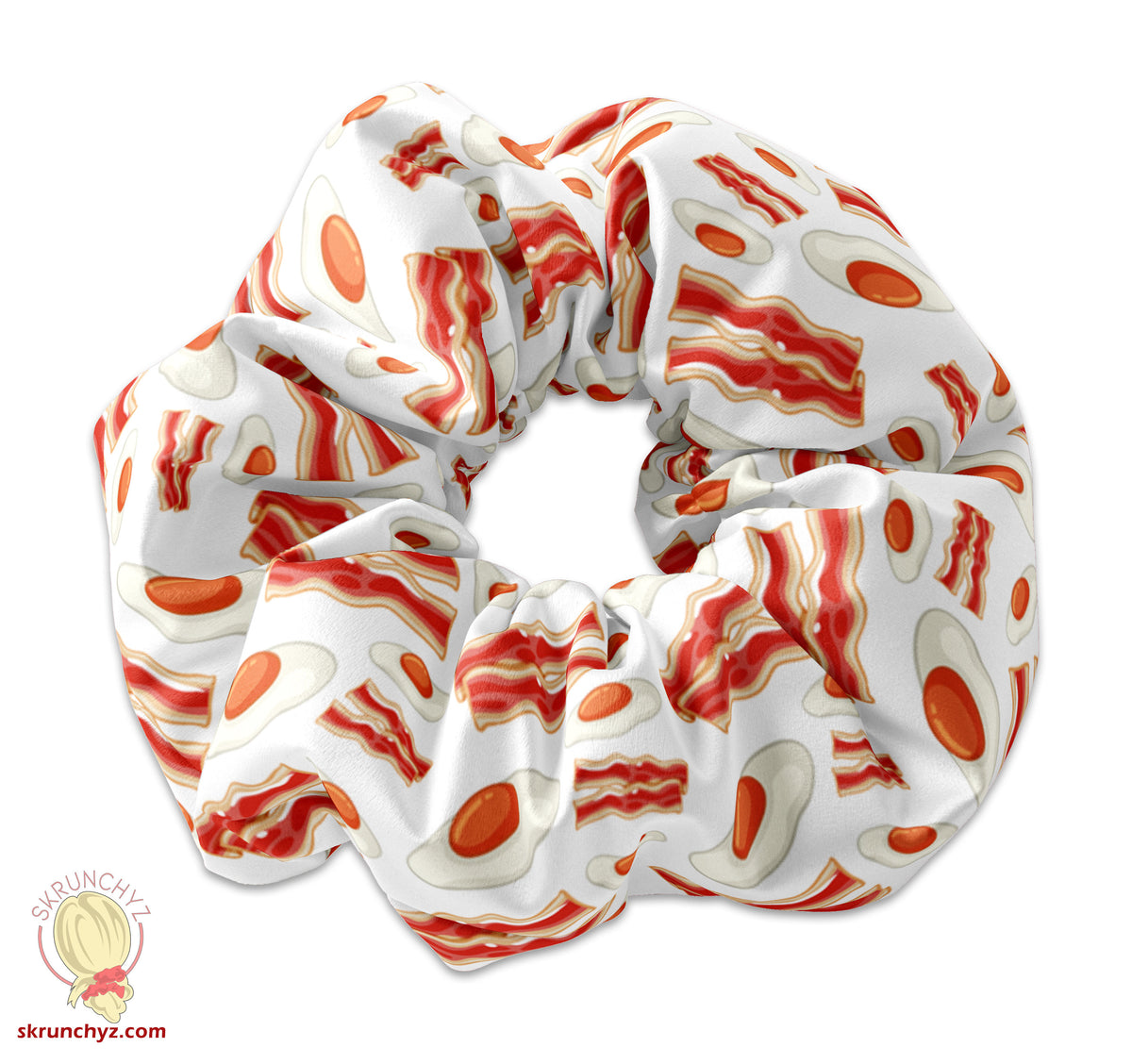 Bacon and Eggs Scrunchie Hair Tie, Bacon Breakfast Scrunchy, Morning Food Scrunchies, Food Hair Accessory