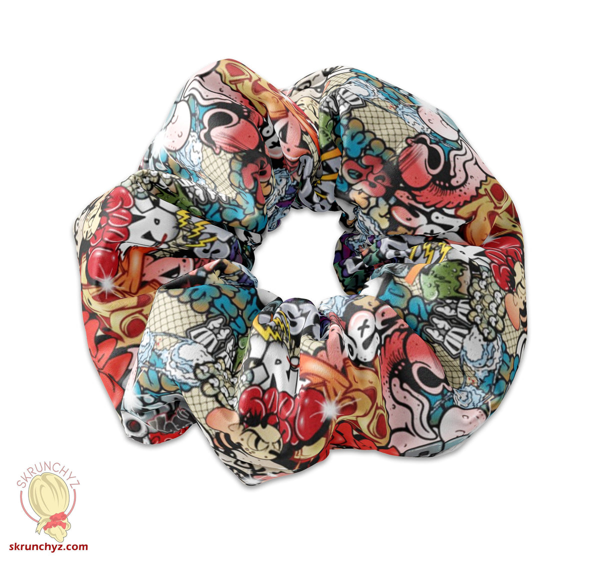 Street Art Graffiti Scrunchie Hair Tie, Street-Art Spray Paint Scrunchy, Cute Scrunchies for Girls, Birthday Party Favors