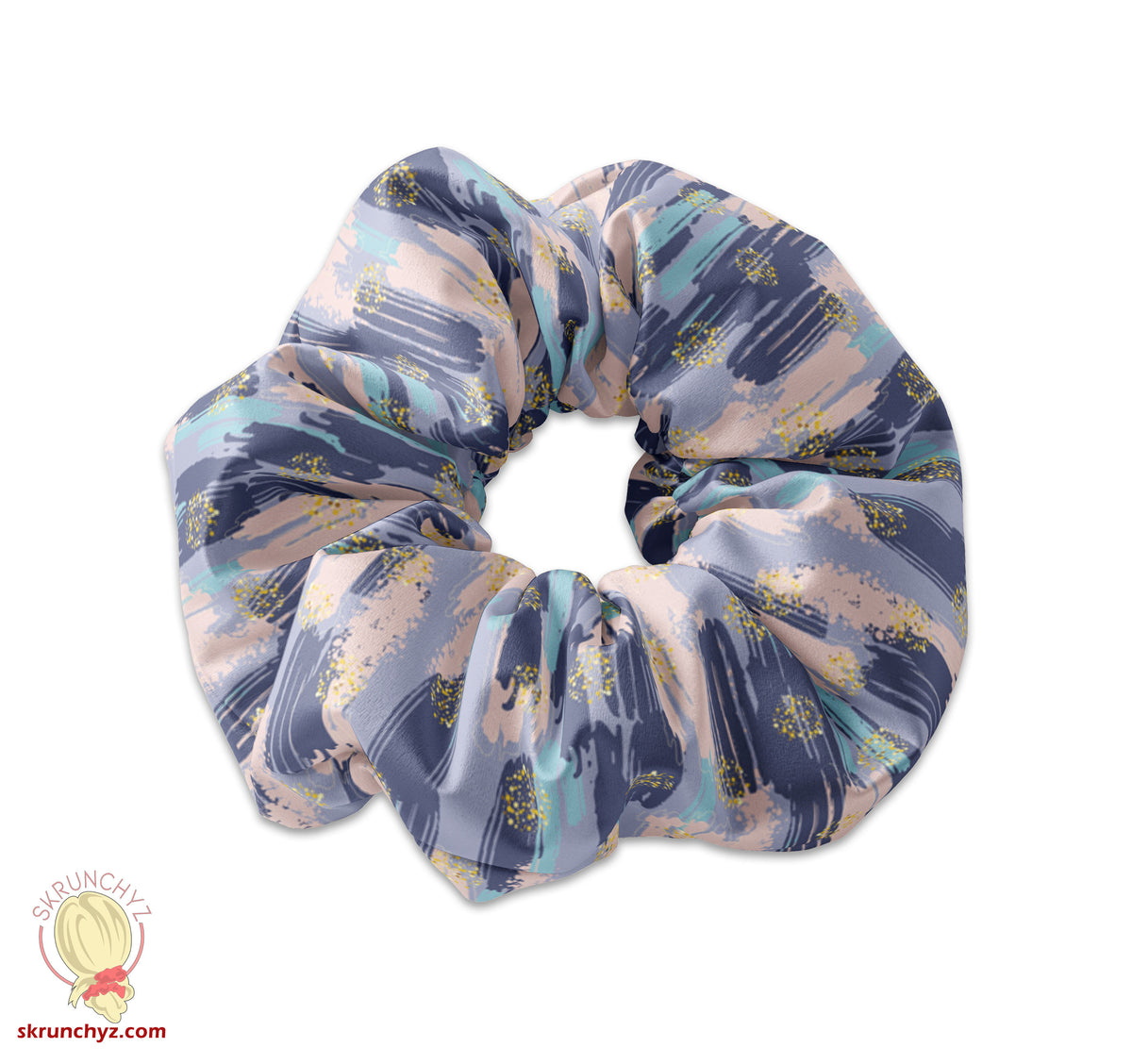 Abstract Paint Art Scrunchie Hair Tie, Abstract Hair Bow Ribbon, Paint Stripes Scrunchy Hair Accessory, Brush Stroke Theme Scrunchys