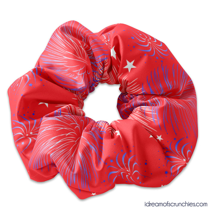 Independence Day 4th of July Scrunchie Red with White and Blue Design