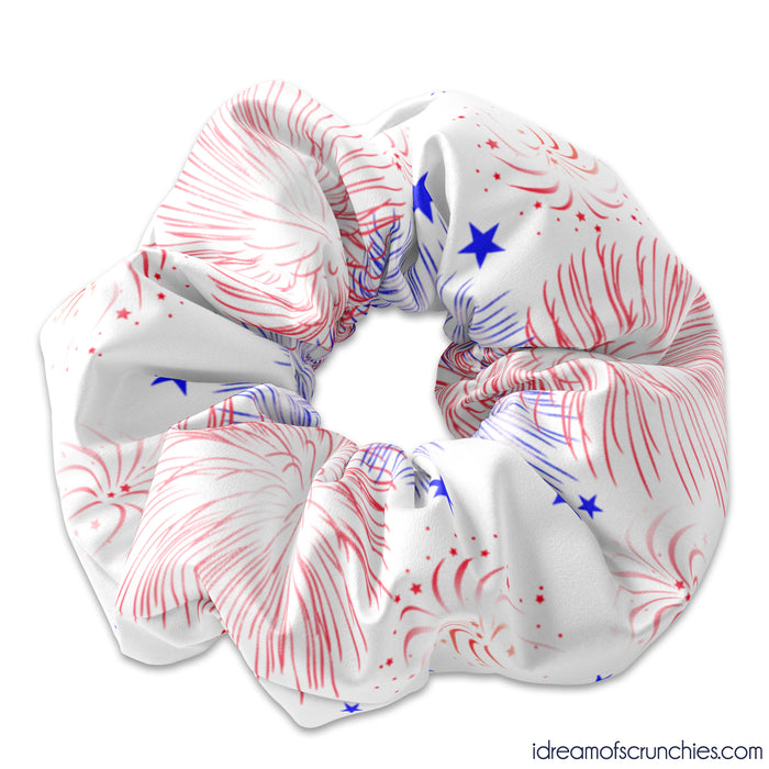 Independence Day 4th of July Scrunchie White with Red and Blue Design