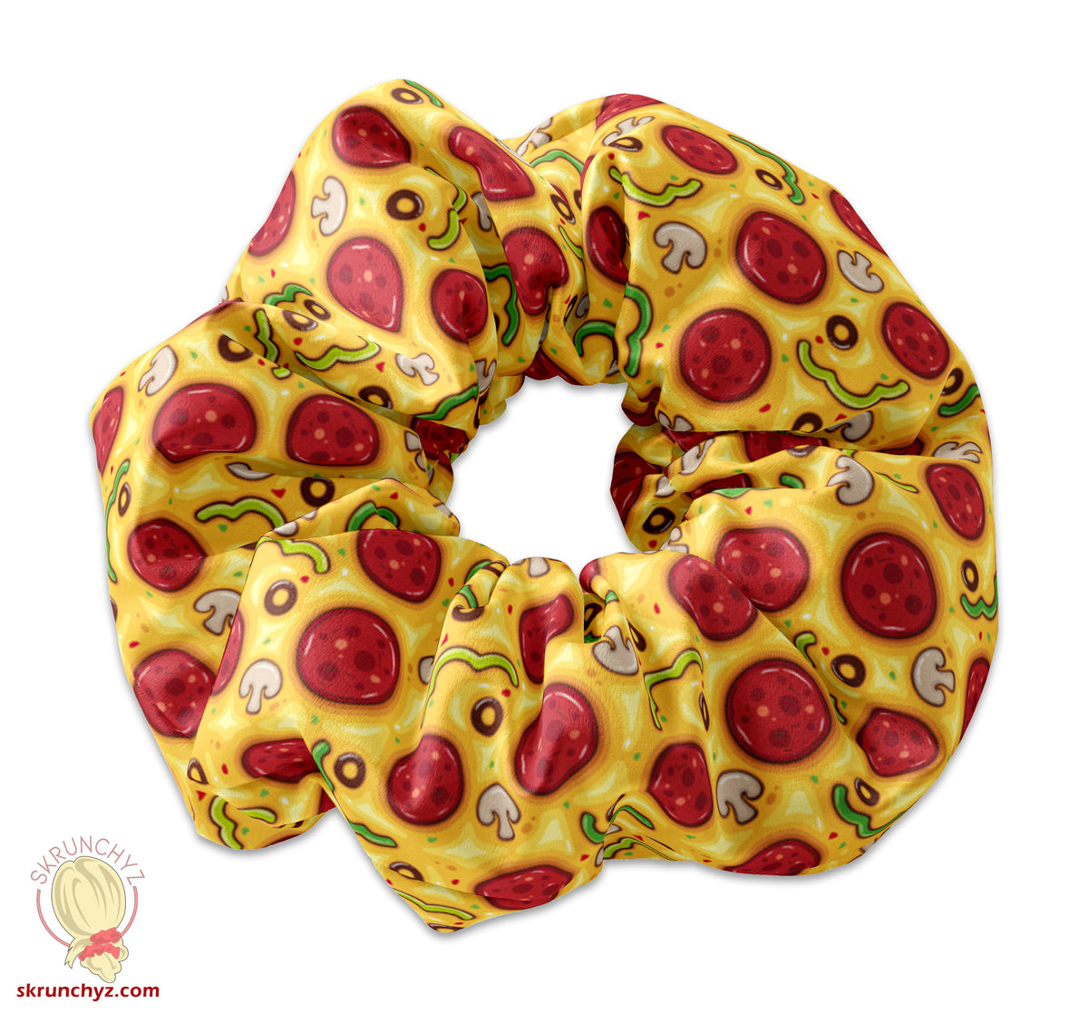 Pepperoni and Veggie Pizza Scrunchie - Pizza Scrunchy Hair Tie