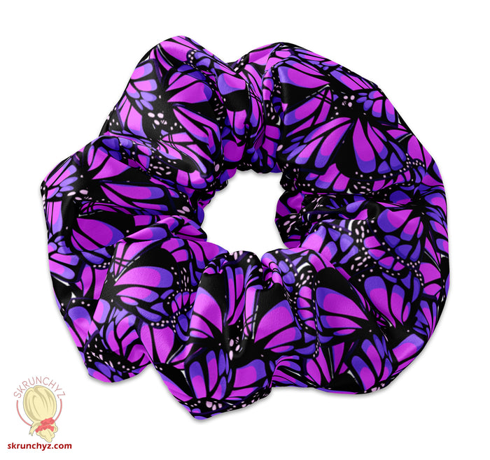 Monarch Butterfly Repeating Pattern Scrunchie Hair Tie, Monarch Butterfly Wing Pattern Scrunchys - Available in 4 Colors