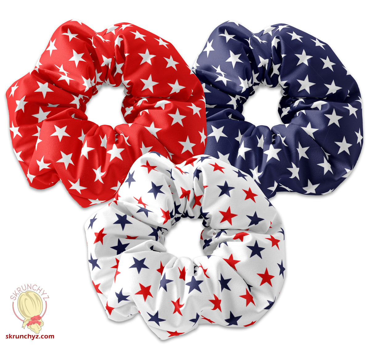 Red White & Blue Star Scrunchies & Set - 4th of July Scrunchys