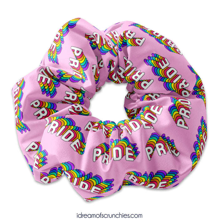 Rainbow Retro Pride Text Scrunchie Hair Tie, Pride Scrunchys, Pride Support Hair Tie Accessory