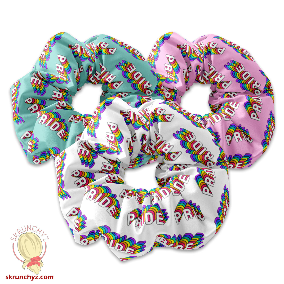 Rainbow Retro Pride Text Scrunchie Hair Tie, Pride Scrunchys, Pride Support Hair Tie Accessory